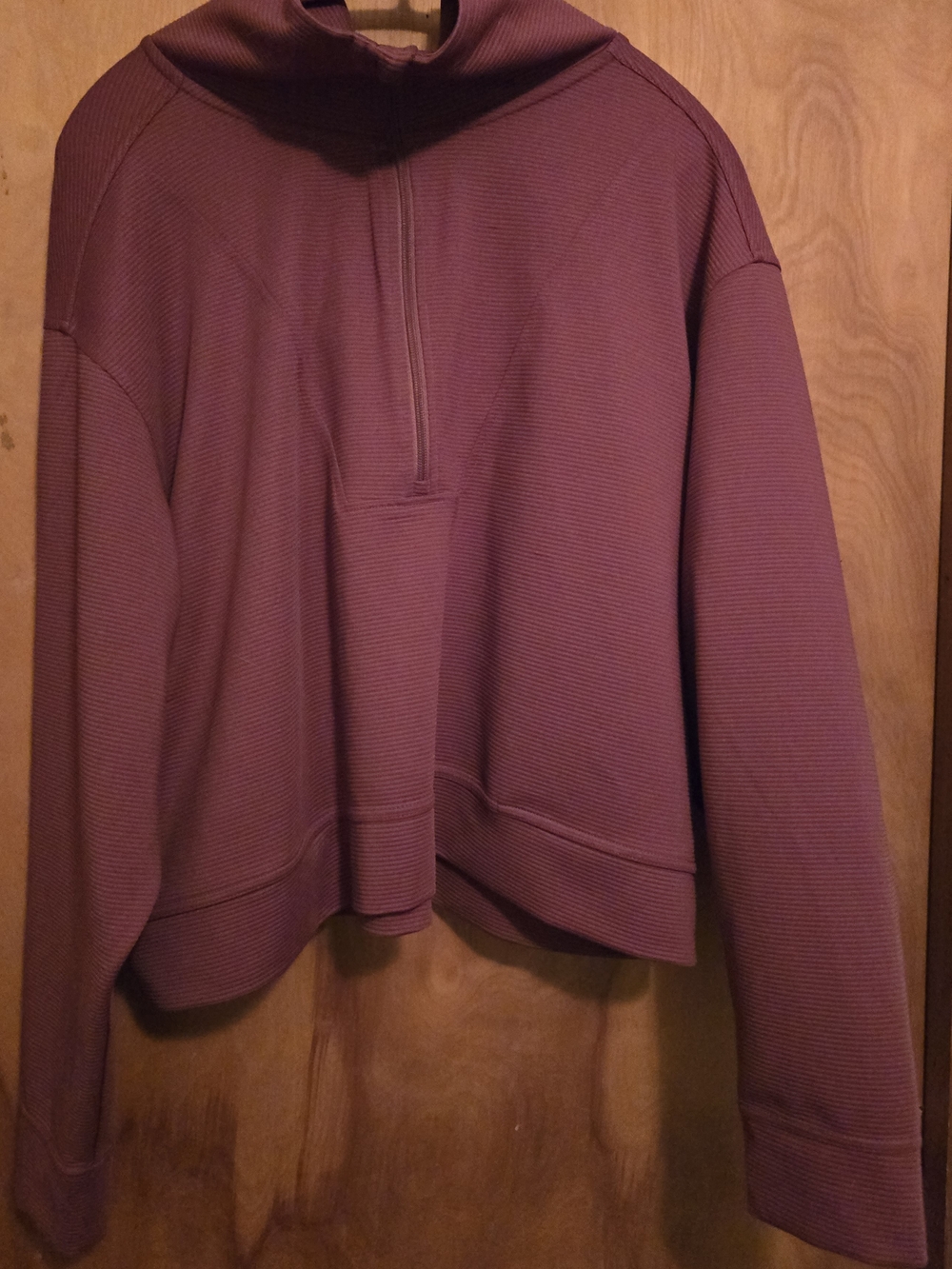 Lively Plum Half-Zip Ribbed Pullover Sweatshirt